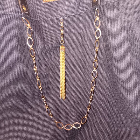 Ralph Lauren Fragrances chain tassel cotton canvas XL shoulder tote purse - Picture 6 of 12